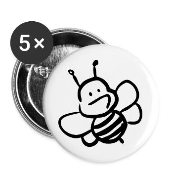 Biene - Buttons groß 56 mm (5er Pack) - Weiß - Vorne
