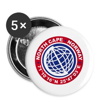 NORTH CAPE NORVÈGE - Lot de 5 grands badges (56 mm) - blanc - Devant