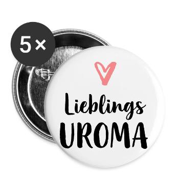 Lieblings Uroma Geschenk Muttertag Geburtstag - Buttons groß 56 mm (5er Pack) - Weiß - Vorne