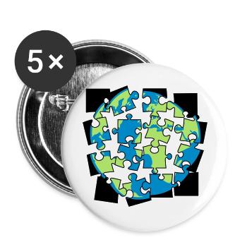 Earth puzzle parts puzzle piece puzzle build spi - Buttons large 2.2''/56 mm (5-pack) - white - Front