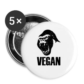 Vegan Gorilla Saying Gift - Buttons large 2.2''/56 mm (5-pack) - white - Front