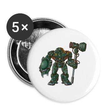 Roboter Monster - Buttons groß 56 mm (5er Pack) - Weiß - Vorne
