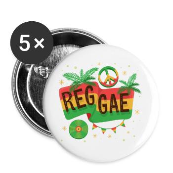 Reggae Flag Rainbow Vibe - Buttons large 2.2''/56 mm (5-pack) - white - Front