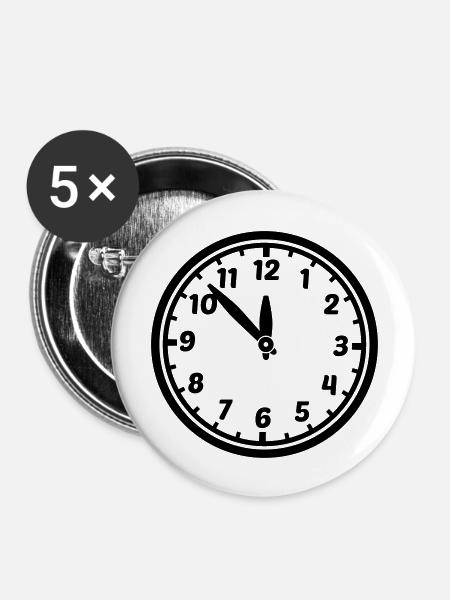 uhr_f1 - Buttons groß 56 mm (5er Pack) - Weiß
