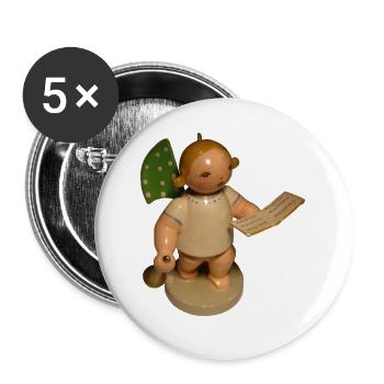 Engel mit Notenblatt + Trompete Retro Vintage Alt - Buttons groß 56 mm (5er Pack) - Weiß - Vorne