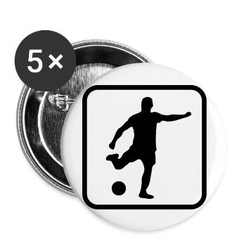 fussballer / fußball soccer football schuss logo - Buttons large 2.2''/56 mm (5-pack) - white - Front