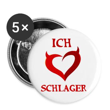 I love Schlager music Schlager music heart saying - Buttons large 2.2''/56 mm (5-pack) - white - Front
