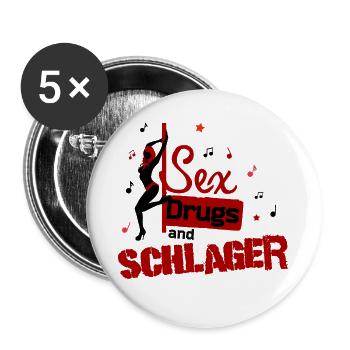 Sex Drugs Schlager disant déclaration musique Schlager - Lot de 5 grands badges (56 mm) - blanc - Devant