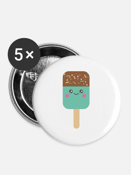 Ice cream - Buttons groß 56 mm (5er Pack) - Weiß