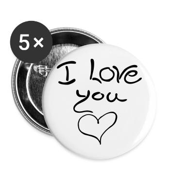 I love you, love, heart, i love you, Spring - Buttons large 2.2''/56 mm (5-pack) - white - Front