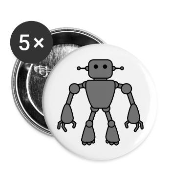 Robot Man - Buttons groß 56 mm (5er Pack) - Weiß - Vorne