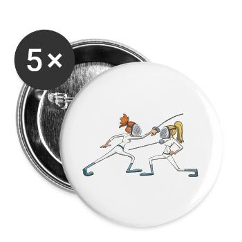 Fechten Ausweichmanöver Geschenk Idee - Buttons groß 56 mm (5er Pack) - Weiß - Vorne