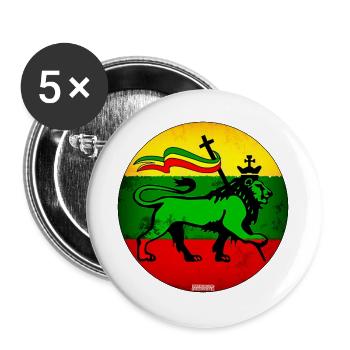 Löwe Judah Reggae Flagge - Buttons groß 56 mm (5er Pack) - Weiß - Vorne