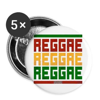 Reggae Font Block Graphic - Buttons large 2.2''/56 mm (5-pack) - white - Front
