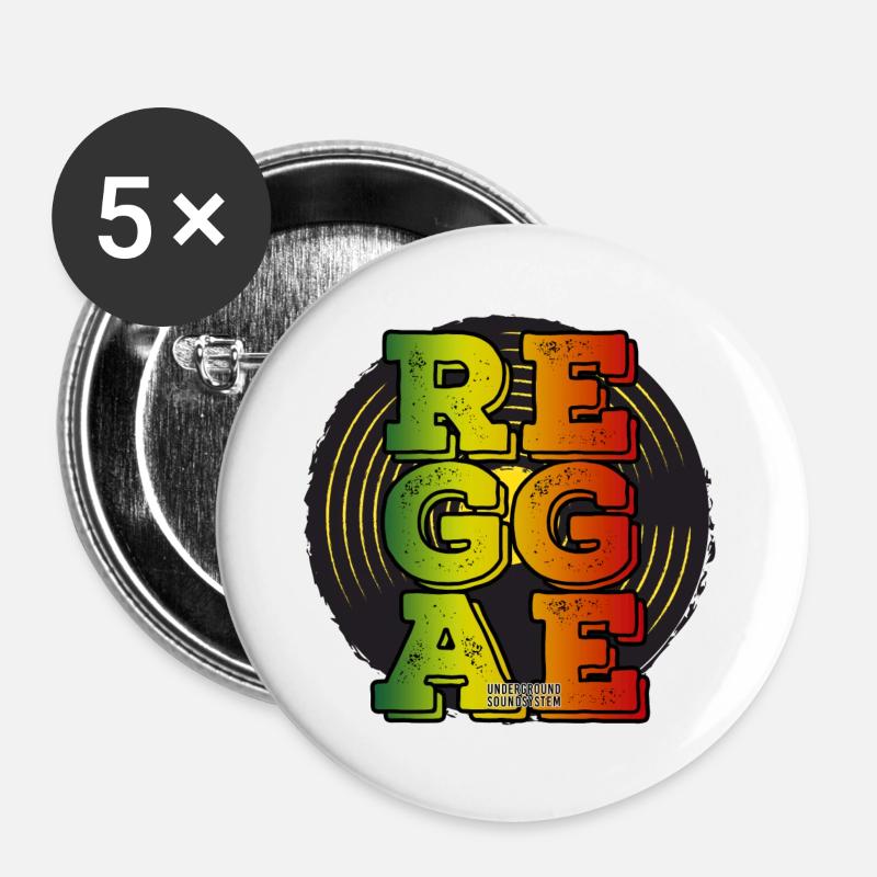 Reggae Neon Logo - Buttons large 2.2''/56 mm (5-pack) - white