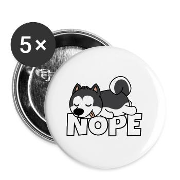 Husky Dog Lazy Lazy Gift Funny Cute Nope - Buttons large 2.2''/56 mm (5-pack) - white - Front