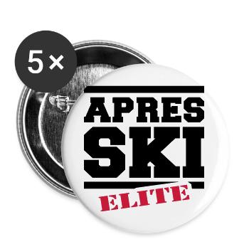 apres ski élite - Lot de 5 grands badges (56 mm) - blanc - Devant