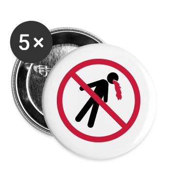 kotzen verboten schild kein blut lustig erbrochene - Buttons groß 56 mm (5er Pack) - Weiß - Vorne