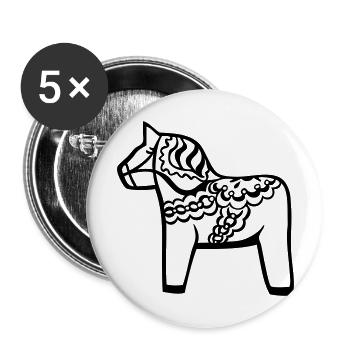 Cheval de Dalécarlie suédois Dalahast Suède - Lot de 5 grands badges (56 mm) - blanc - Devant