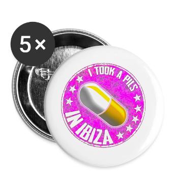 Humorvolle Pillen-Affirmation im Retro-Stil - Buttons groß 56 mm (5er Pack) - Weiß - Vorne