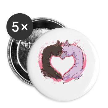 Alpaga chameau amour coeur couple objectif relation - Lot de 5 grands badges (56 mm) - blanc - Devant