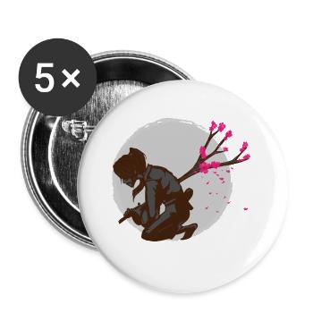 Samurai Robe Seppuku Harakiri Dolch Cherry Blossom - Buttons groß 56 mm (5er Pack) - Weiß - Vorne