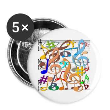 Notes de musique - Lot de 5 grands badges (56 mm) - blanc - Devant