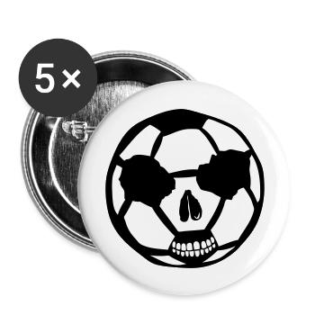 Fußball Fußball Kopf des Todes Fußball - Buttons groß 56 mm (5er Pack) - Weiß - Vorne