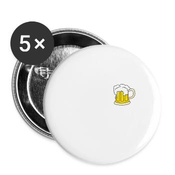 "Cold beer is also cooking" imprint - Buttons large 2.2''/56 mm (5-pack) - white - Front
