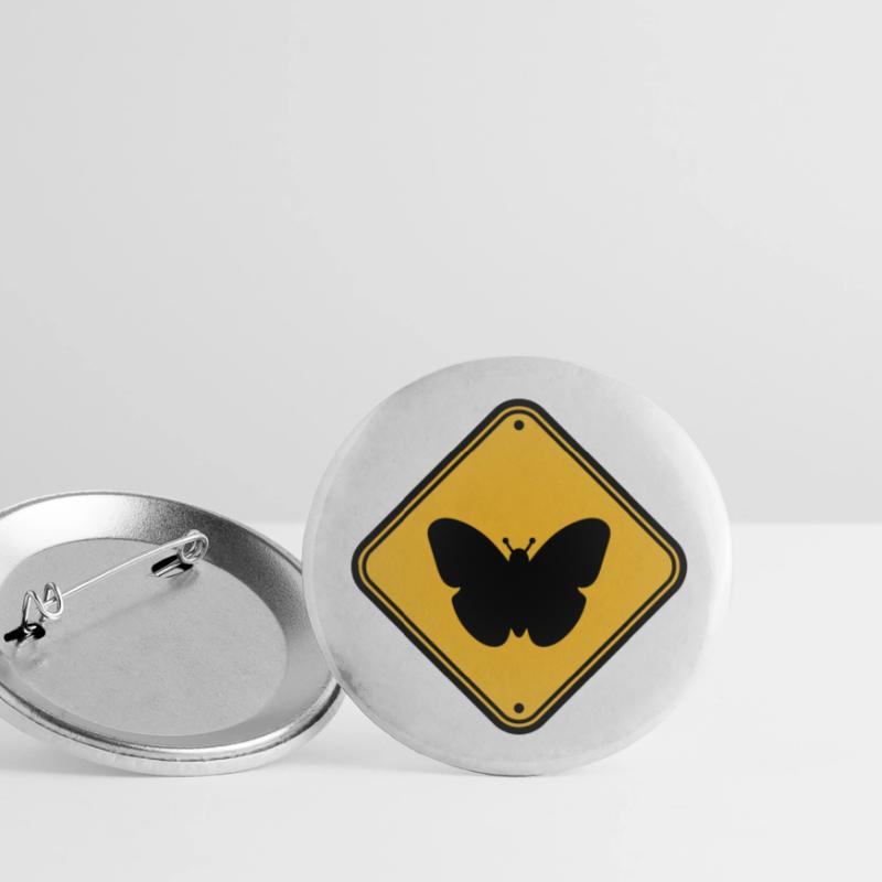 butterfly caution caution note shield zone Buttons large 2.2''/56 mm (5-pack)
