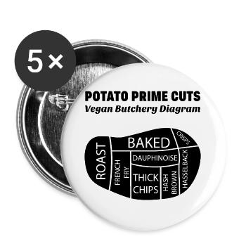 Pomme De Terre Pomme De Terre Vegan Gift - Lot de 5 grands badges (56 mm) - blanc - Devant