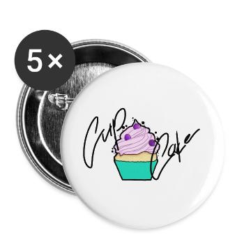 Pastell Cupcake Signatur-Design - Buttons groß 56 mm (5er Pack) - Weiß - Vorne