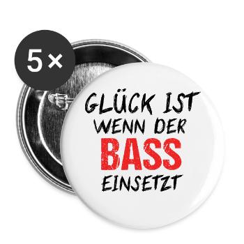 Rave Shirt Techno Raver Laut Bass Musik Geschenk - Buttons groß 56 mm (5er Pack) - Weiß - Vorne