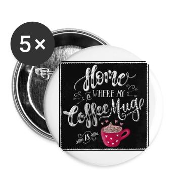 café - Lot de 5 grands badges (56 mm) - blanc - Devant