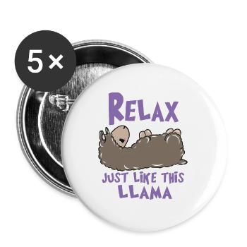 Relax Lama - Buttons large 2.2''/56 mm (5-pack) - white - Front