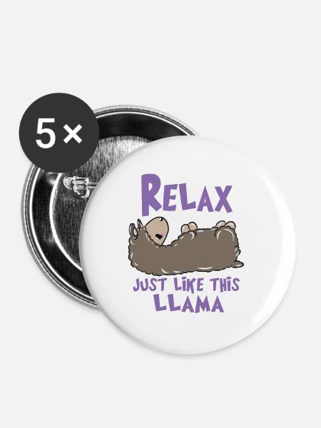 Relax Lama - Buttons groß 56 mm (5er Pack) - Weiß