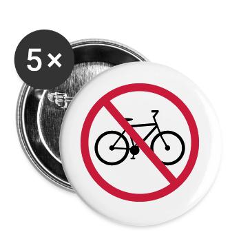 no bicycling signboard zone driving bike drah - Buttons large 2.2''/56 mm (5-pack) - white - Front