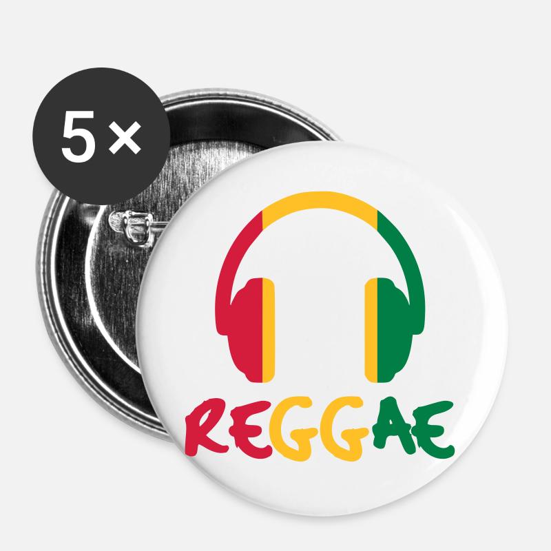 Reggae Music - Buttons large 2.2''/56 mm (5-pack) - white