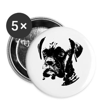 Deutscher Boxer Hunderasse Geschenk - Buttons groß 56 mm (5er Pack) - Weiß - Vorne