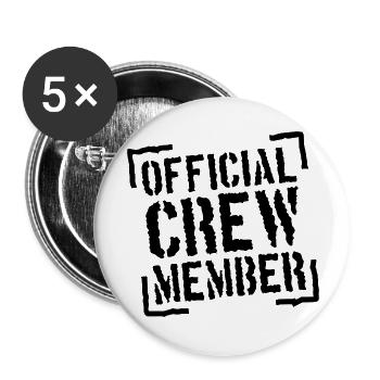 Official Crew Member Stamp Logo - Buttons groß 56 mm (5er Pack) - Weiß - Vorne