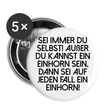 Einhorn - Buttons groß 56 mm (5er Pack) - Weiß - Vorne