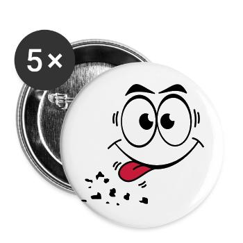 Gesicht Zunge 1 - Buttons groß 56 mm (5er Pack) - Weiß - Vorne
