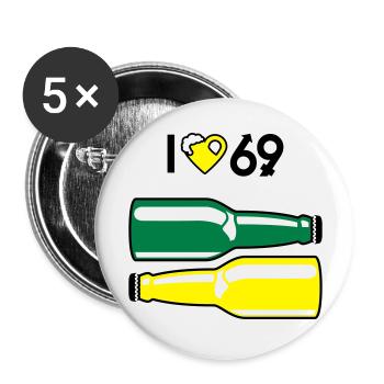 I love 69 - Buttons large 2.2''/56 mm (5-pack) - white - Front