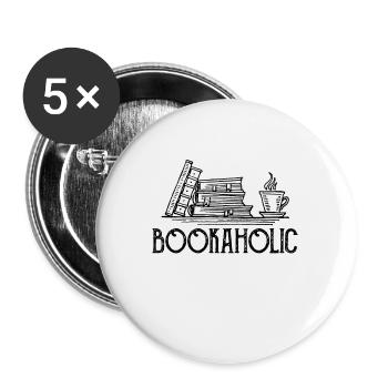 0287 livres | Bookaholic | Lecteur | livre - Lot de 5 grands badges (56 mm) - blanc - Devant