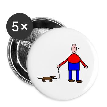 Humorvolle Tier- und Menschzeichnung - Buttons groß 56 mm (5er Pack) - Weiß - Vorne
