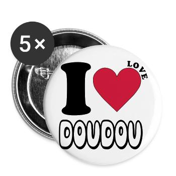 ilovedoudou - Lot de 5 grands badges (56 mm) - blanc - Devant