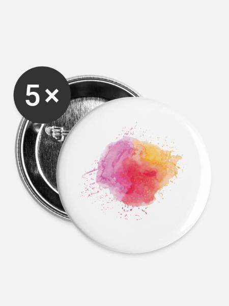 Aquarell - Buttons groß 56 mm (5er Pack) - Weiß