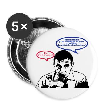 si y'en a aussi lino ventura - Lot de 5 grands badges (56 mm) - blanc - Devant