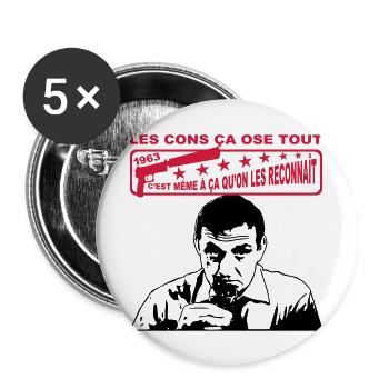 les cons ça ose tout 1963 lino ventura - Lot de 5 grands badges (56 mm) - blanc - Devant