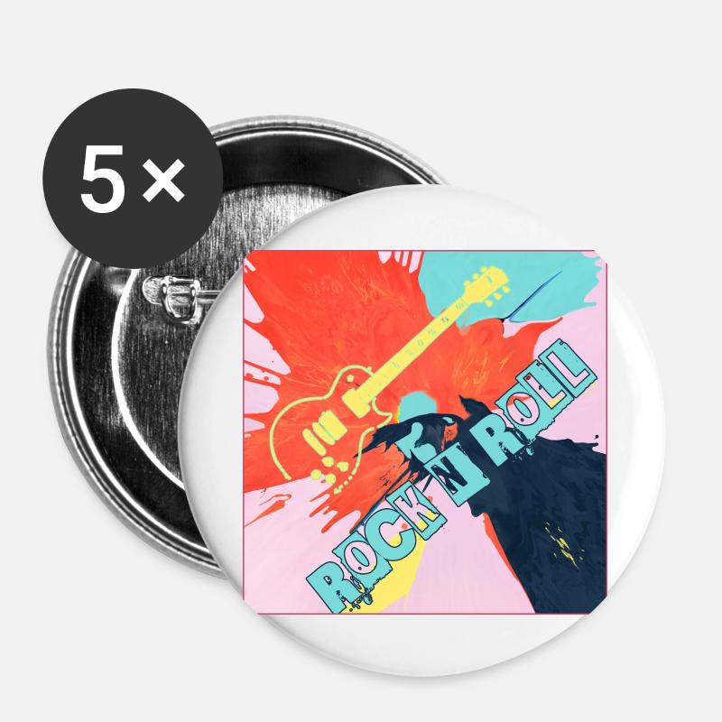 Rock and roll - Buttons large 2.2''/56 mm (5-pack) - white